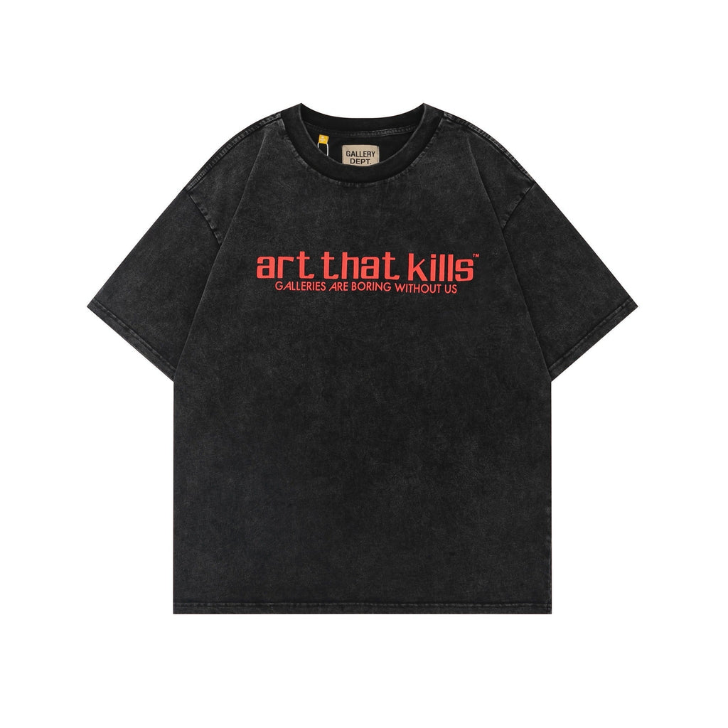 Gallery Dept T-Shirt Washed and old bronzing alphabet print short-sleeved T-shirt