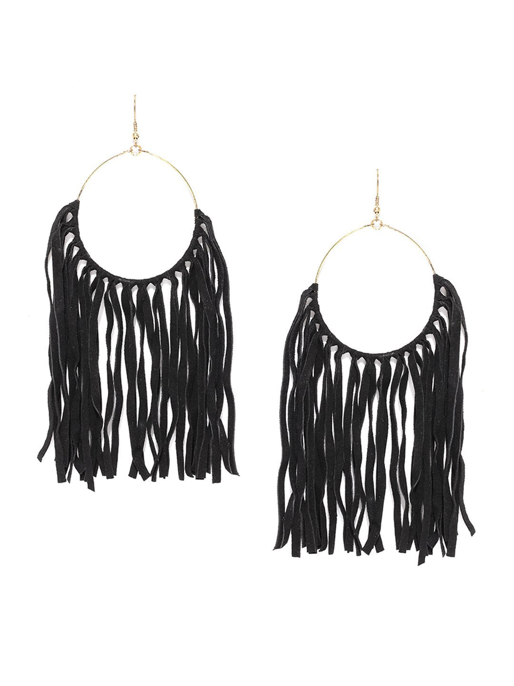 Black toned suede drop earrings