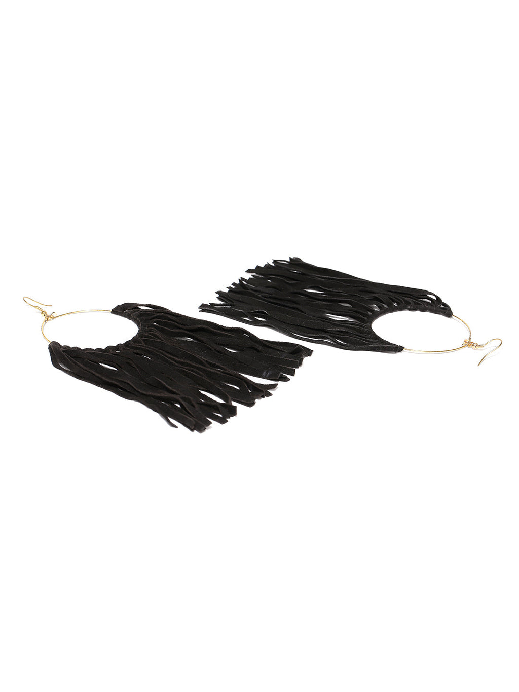 Black toned suede drop earrings