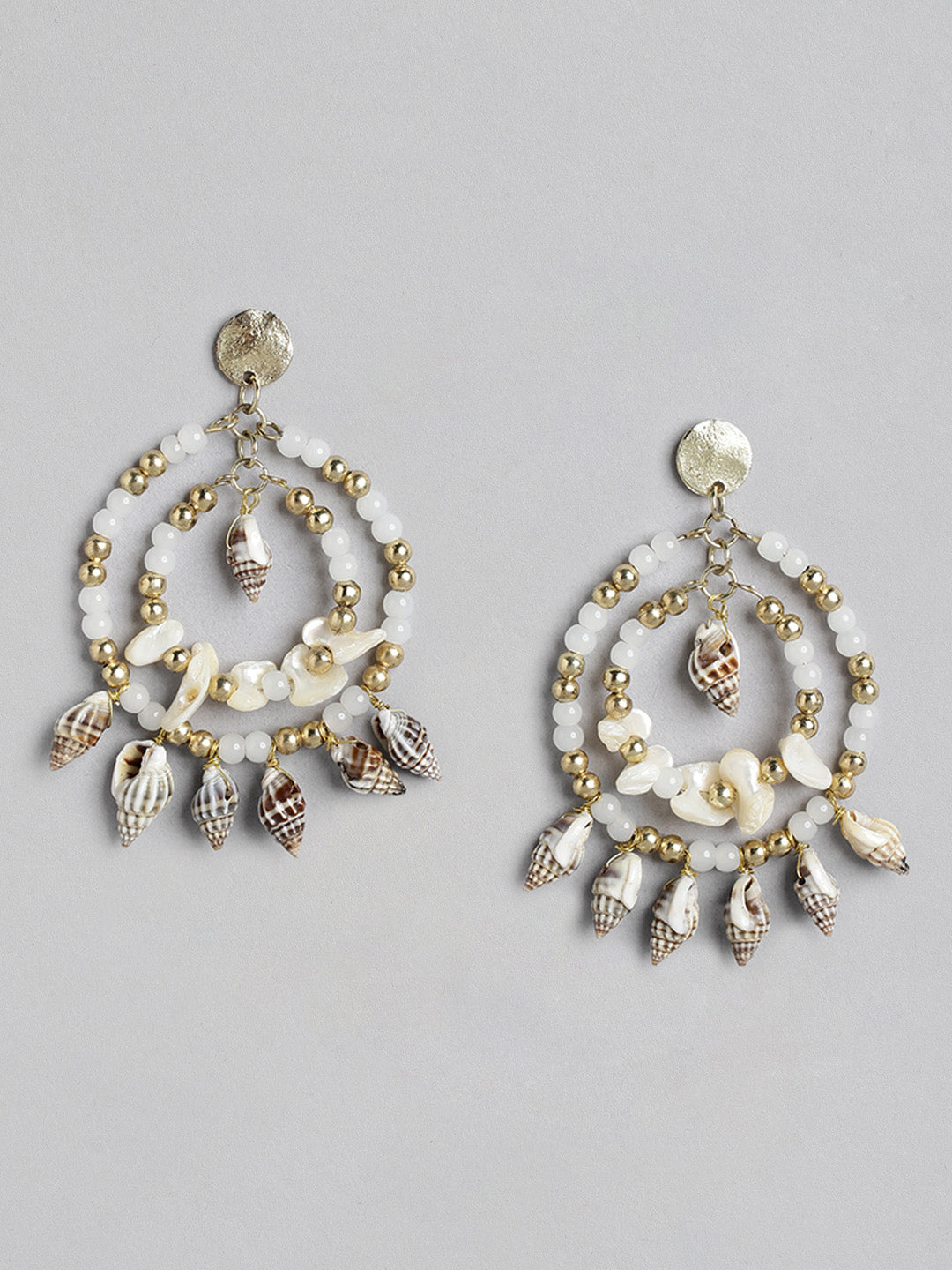 Blueberry shell and beaded multi drop earring