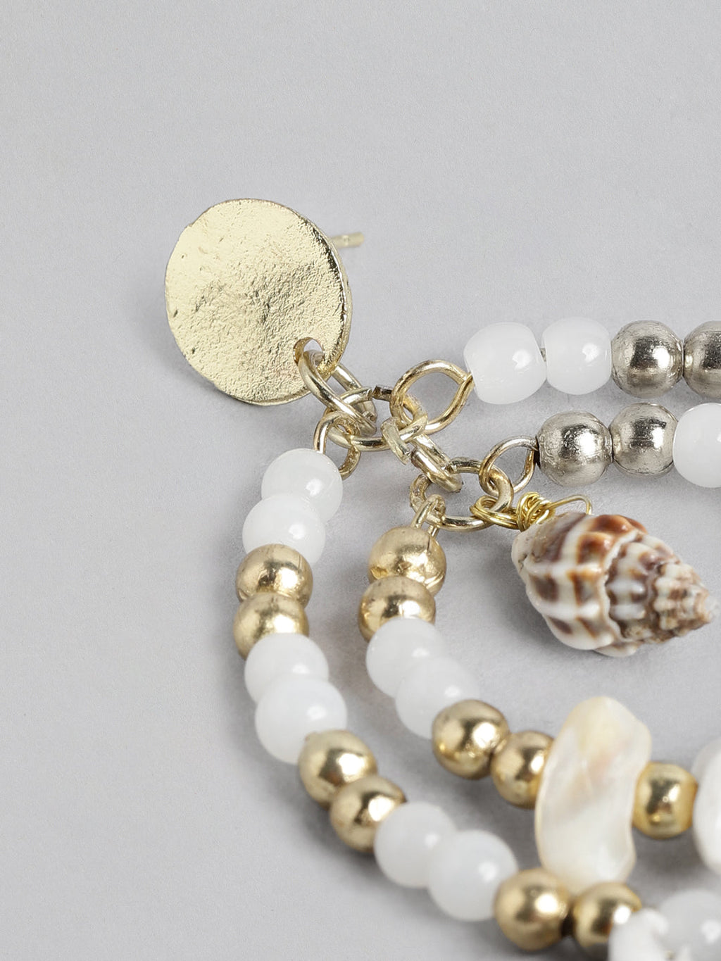 Blueberry shell and beaded multi drop earring