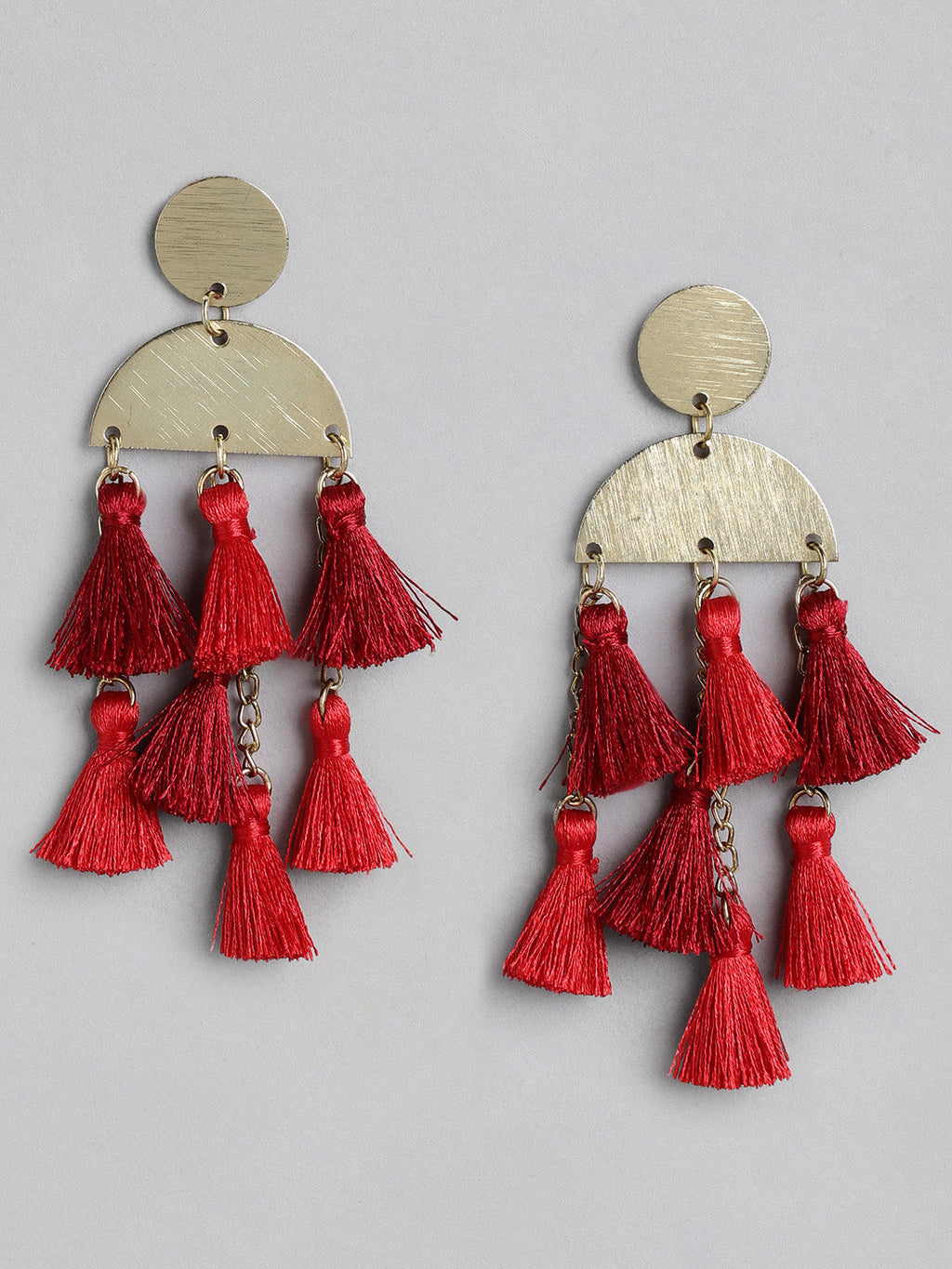 Blueberry Red tassel detailing drop earring
