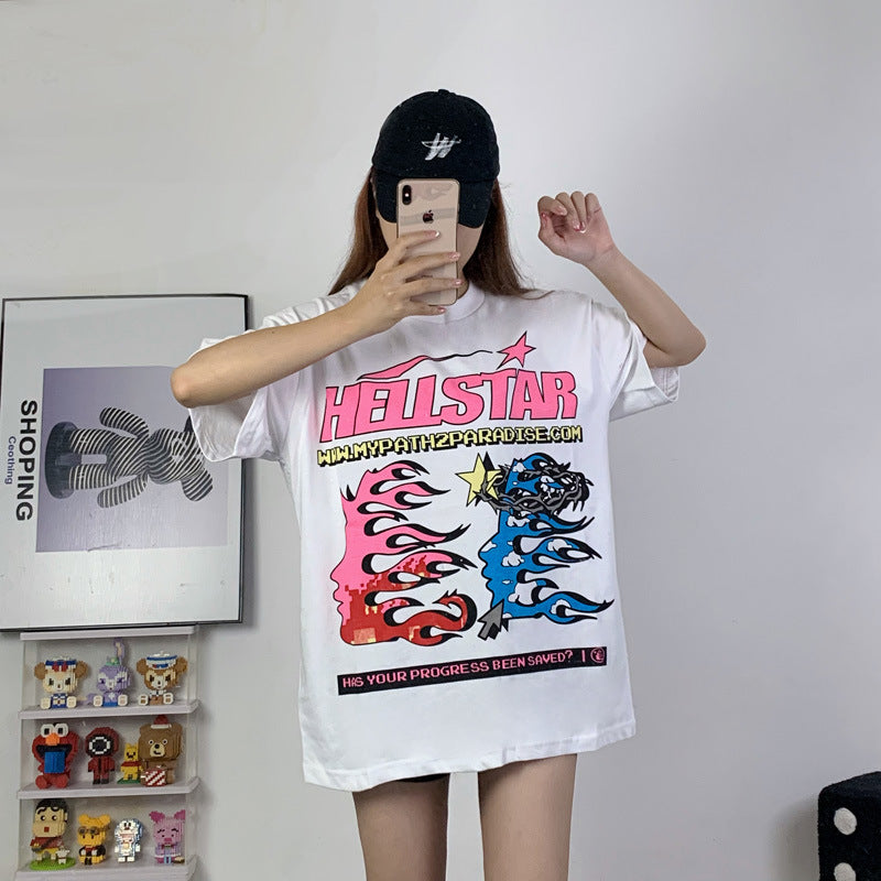 Hellstar T-shirt Abstract Printing Casual Loose