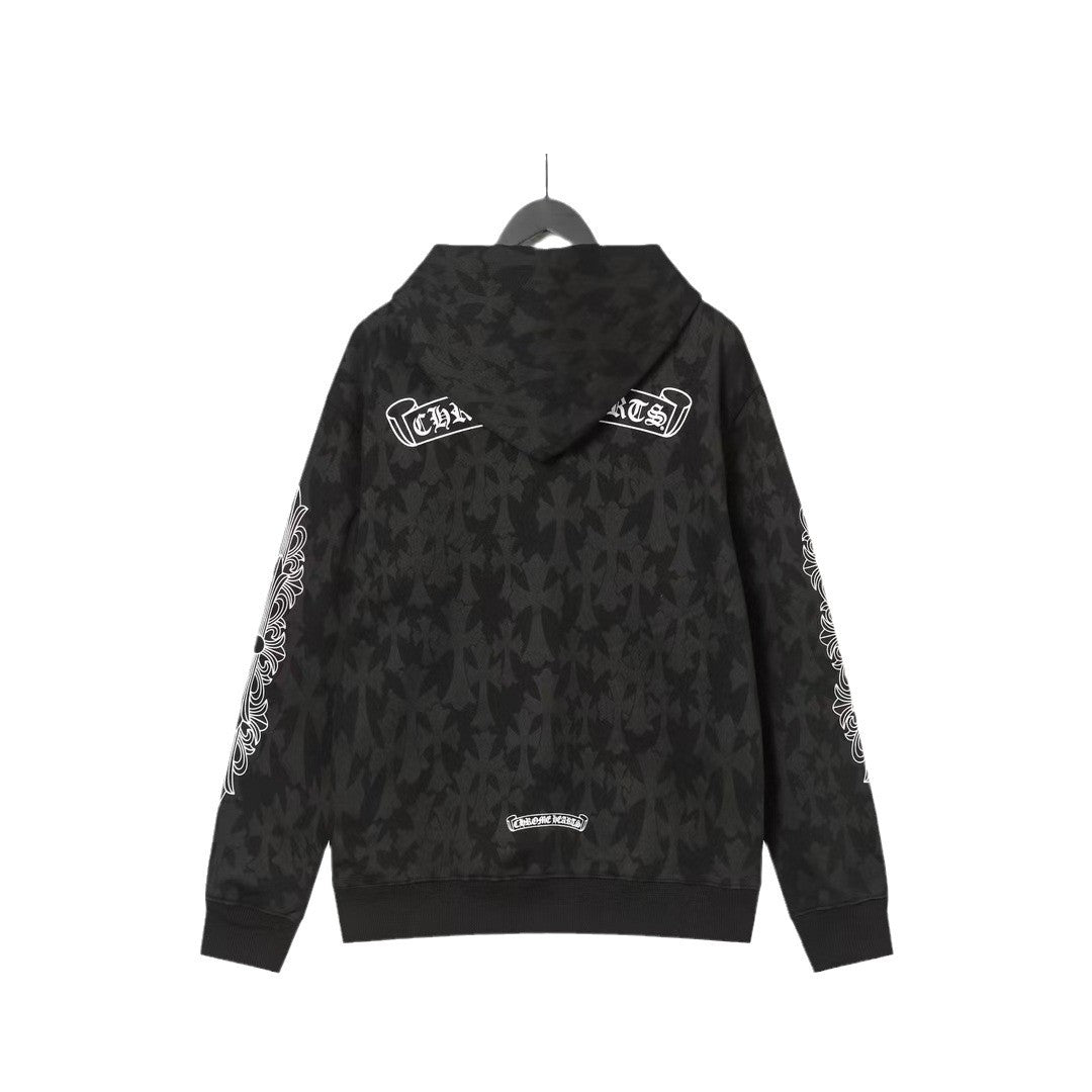 Chrome Heart Hoodie Loren Dark Pattern Ten Raven Hoof Fan Loose Jacket
