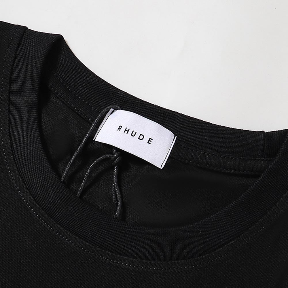 Rhude T-shirts Flag Printing Cotton Casual Short Sleeves Men and Women