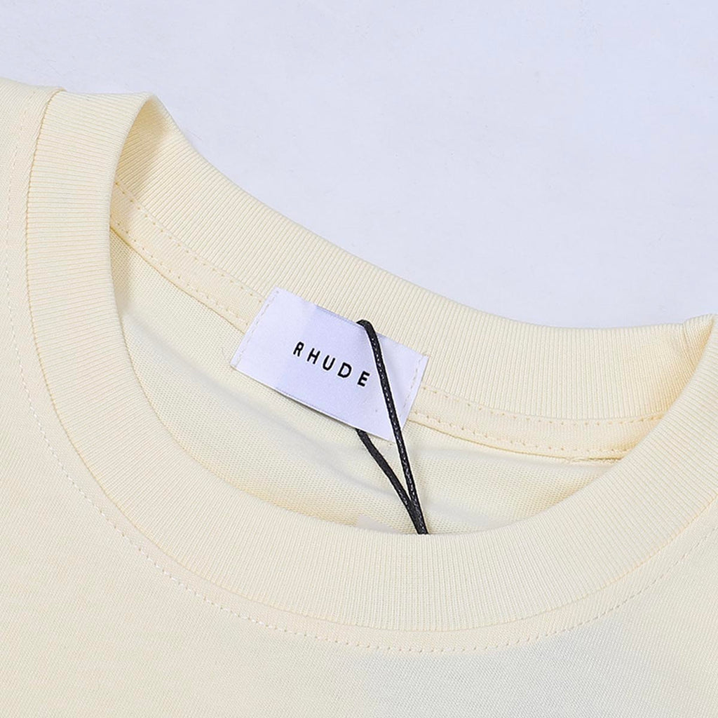 Rhude T-shirts Collegiate Cotton Casual Short Sleeve Men and Women