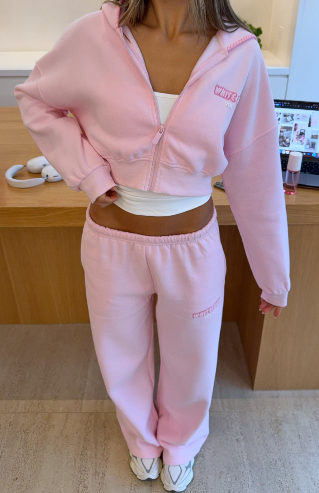 Vol. 1 Cropped Zip Front Hoodie Posy
